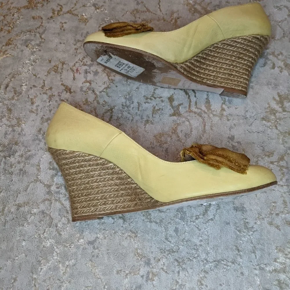 Lanvin yellow leather wedge with mustard b…